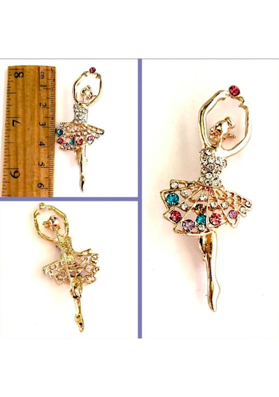 Omeniv Vintage Stil Balerin Broş İğne Kristal Dolu