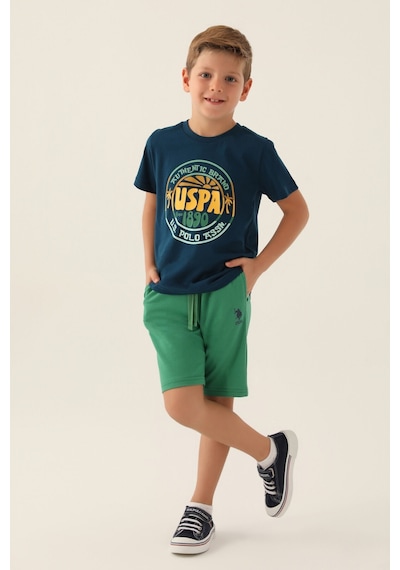 U.S. Polo Assn. Lisanslı Crew Neck Lacivert Erkek Çocuk Bermuda Takım 5274-43180 Lacivert