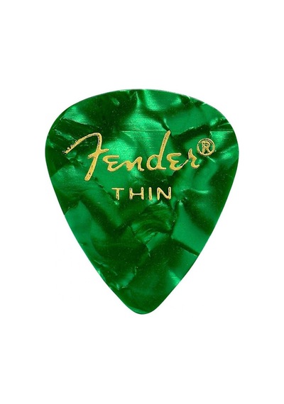 Fender 351 Premium Celluloid Picks Green Moto - Thin - 1 Adet Pen