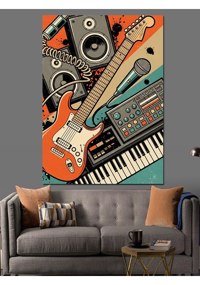 Ahşap Tablo Gitar Ve Müzik Ekipmanları