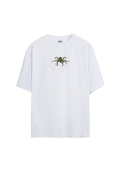 Ogc Ahtapot Oversize Unisex T-shirt Beyaz