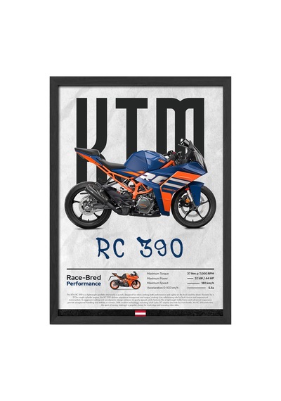 Ktm Rc 390 Siyah Ahşap Çerçeveli Poster, Dekoratif Motosiklet Duvar Tablosu