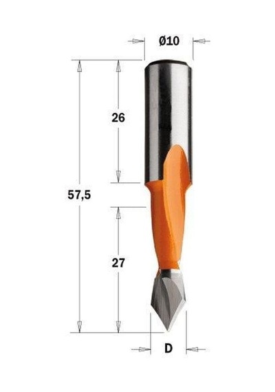5x27x57,5 Sol Sivri T.delik Matkap Ucu