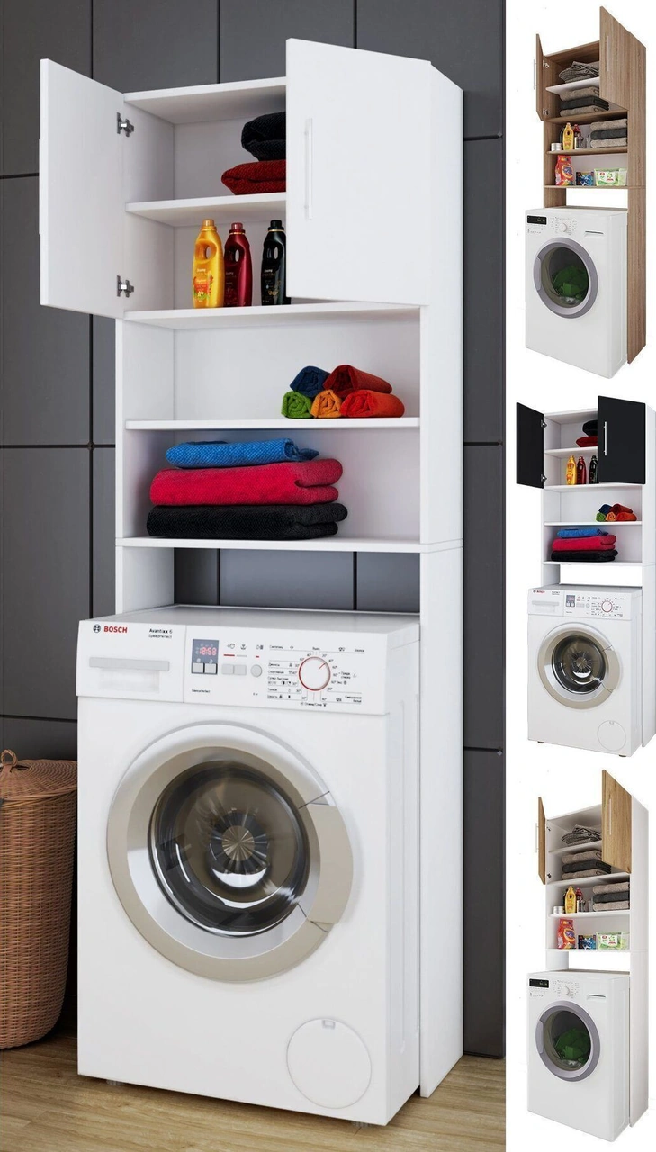 Sumru Banyo Dolabı-çok Amaçlı-çamaşır Makinesi Dolabı Beyaz Beyaz