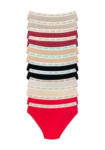 12 Adet Pamuklu Esnek Kadın Slip Bikini Külot Geniş Lastikli Bask