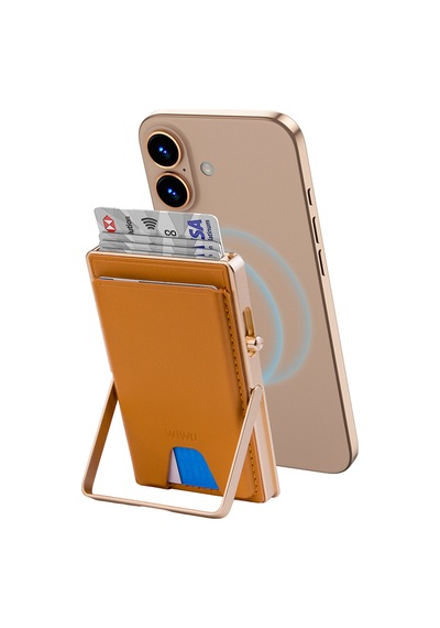 Wiwu Mw-006 Tasarımlı 6 Hazneli Pu Magnetik Standlı Kartlık Kahverengi Kahverengi