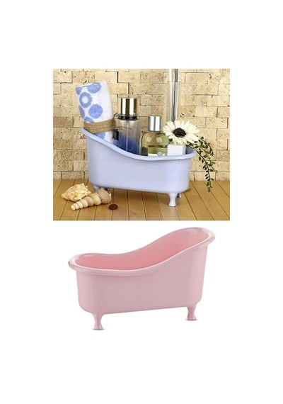 Dekoratif Mini Küvet Şeklinde Çok Amaçlı Banyo Düzenleyici Sepet Beyaz