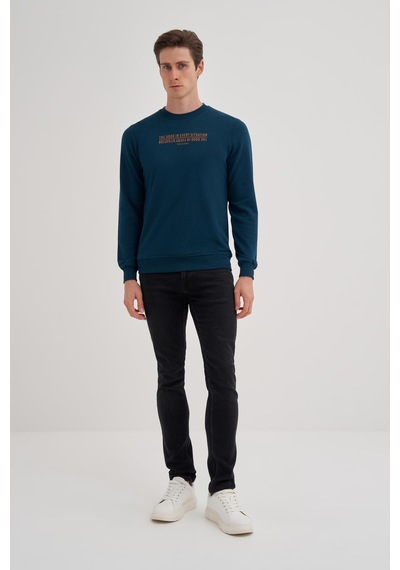 Cazador Erkek 3 İplik Şardonsuz Sweatshirt 5221 Petrol 001