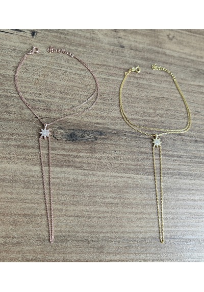 Yıldızlı Zirkon Taşlı Gümüş Şahmeran - Gümüş Renk Gold