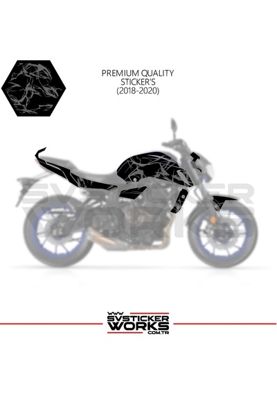 Mt-07 2018-2020 Kaplama Sticker Şimşek Yıldırım Motor Kaplama Modeli Hazır Kit 2018-2020 Uyumlu Gri