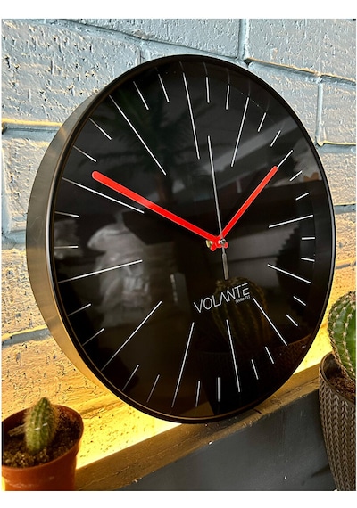 Volante 30 Cm Dekoratif Duvar Saati Siyah