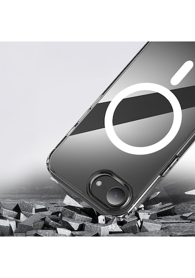 Apple Uyumlu iPhone 17e Kılıf M-safe Şarj Özellikli Şeffaf Sert Pc Zore Embos Kapak - Şeffaf