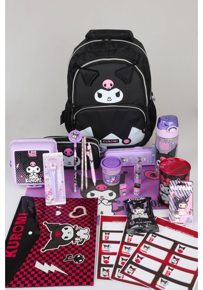 X Dekomus Lisanslı Kuromi Dark Delight Collection Full Kırtasiye Seti Okul Ve Kalem Çantası,beslenme Kabı,matara Altın