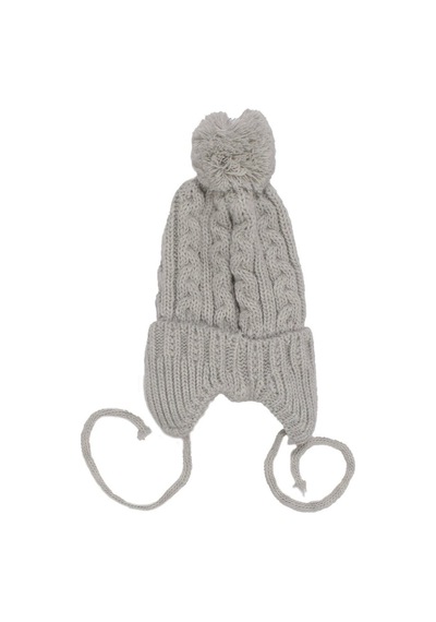 Bebegen Unisex Gri Triko Tek Kulaklı İpli Bere 0-1 Yaş Çok Renkli