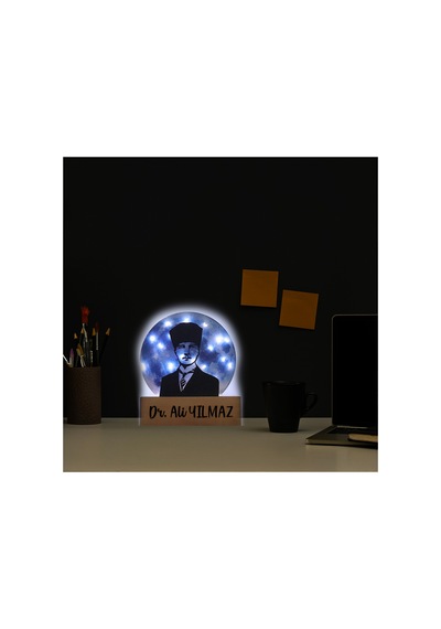 Led Işıklı Pleksi Dolunay Kişiselleştirilebilir Dekoratif Biblo Atatürk Portre Anahtar Askılığı Mavi - 737347614 Mavi