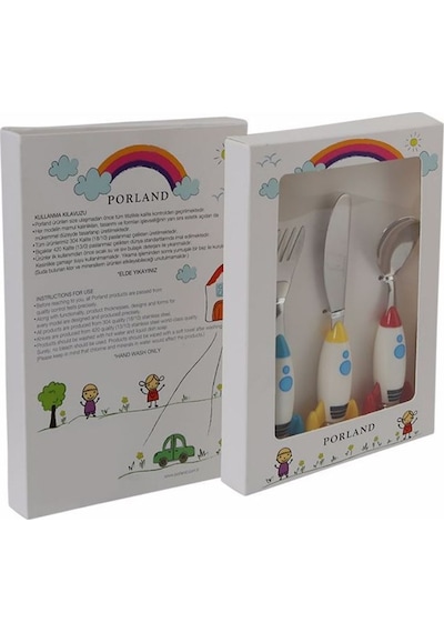 Porland Mini Rocket Çocuk Çatal Kaşık Bıçak Takımı 3 Parça