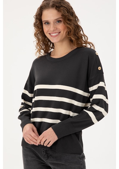U.S. Polo Assn. Kadın Antrasit Melanj Bisiklet Yaka Kazak 50297070-VR081