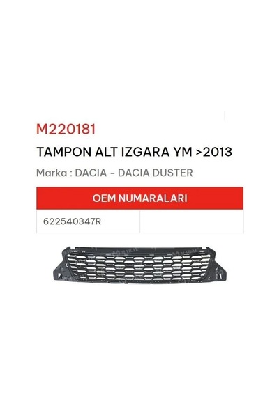Tampon Alt Izgara Ym &gt 2013 Dacıa Duster