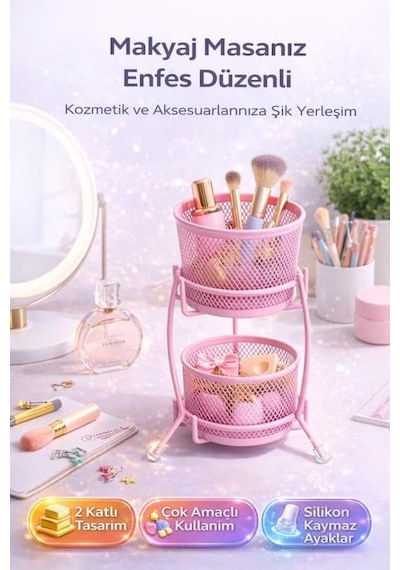 Ayrex Need Nd-2011 Çok Amaçlı İki Katlı Masaüstü Organizer Metal Masa Düzenleyici Genel