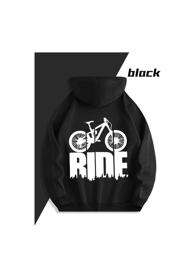 Nevermind Sevgili Çift Kombin Hoodie 2'li Set Ride Baskılı Unisex Oversize Siyah