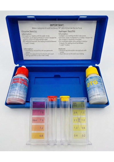 Hisar Havuz Profesyonel Havuz Suyu Test Kiti - Klor Ve Ph Ölçer Seti - Sıvılı Kutulu