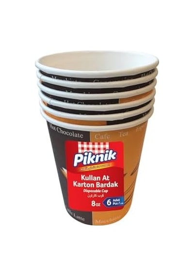 Piknik Kullan At Karton Bardak 8 Oz 6'lı 1484 Açık Mavi