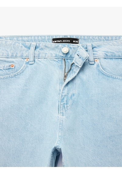 Koton Normal Bel Pamuklu Bermuda Straight Fit Jean Şort Açık İndigo 6sam40397nd Koton Normal Bel Pamuklu Bermuda Straight Fit Jean Şort Açık İndigo 6sam40397nd