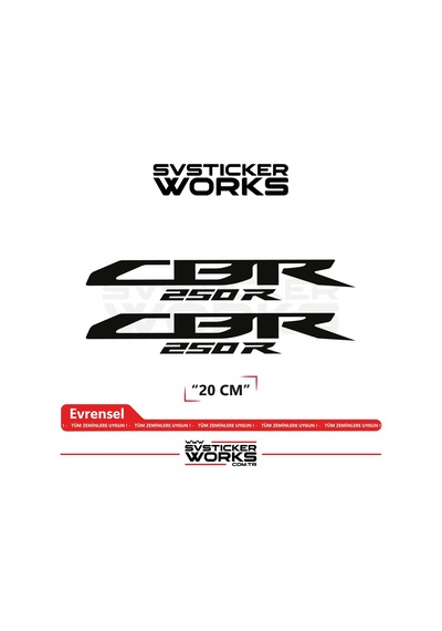 Honda Cbr 250r Sticker Uyumlu Yazı Yüksek Kalite Özel Kesim Folyo 2'li Set Siyah