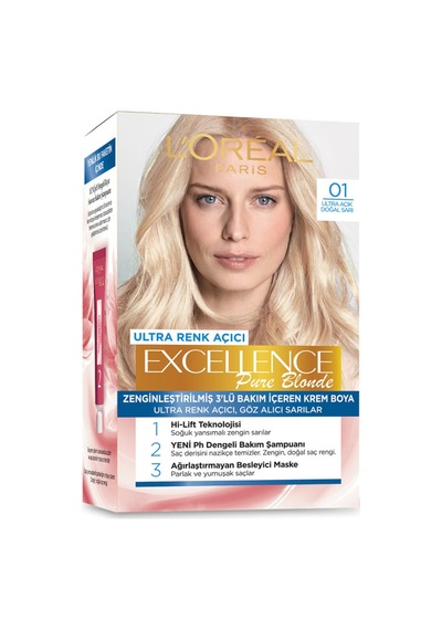 L'oréal Paris Excellence Pure Blond Saç Boyası - 01 Ultra Açık Doğal Sarı - 2 Adet Tarı