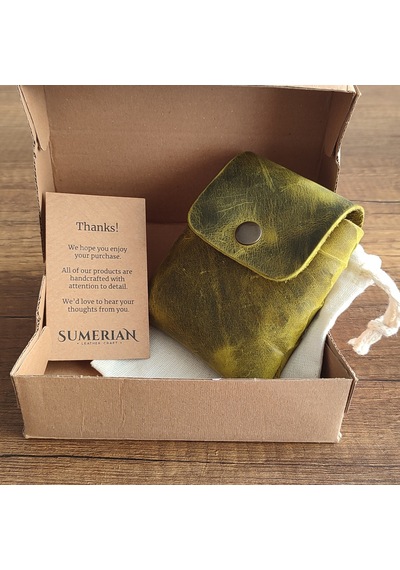 Sumerian Leather Craft Deri Sigara Kılıfı Limon Yeşili 2