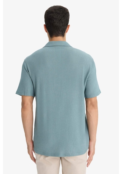 Defacto Modern Fit Polo Yaka Penye Kısa Kollu Gömlek C4125ax25smgn1249 Yeşil