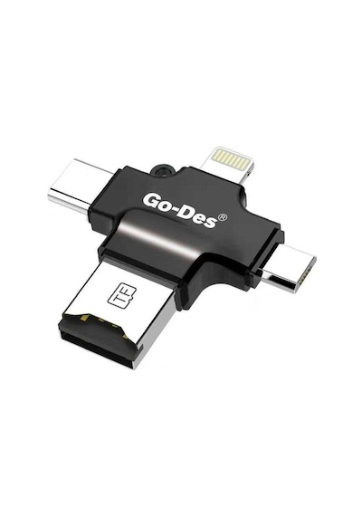 Go Des GD-DK101 4 in 1 Micro SD Hafıza Kartı Okuyucu USB / Type-C / Lightning / Micro - ZORE-253399