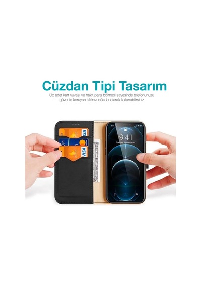 Dux Ducis İphone 12 Pro Max Kılıf Mıknatıslı Cüzdanlı Deri Kılıf Hivo Series- 5775 Çok Renkli