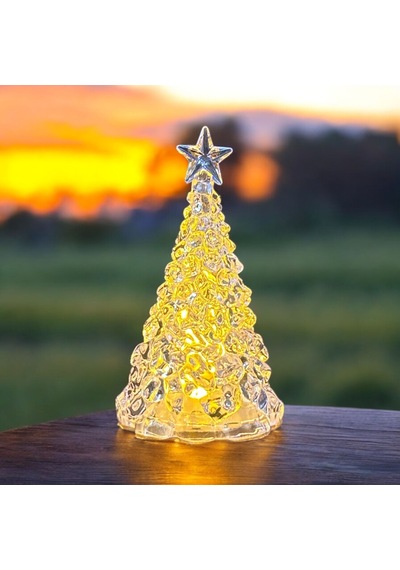 Tepe Yıldızlı Mini Işıklı Çam Ağacı Yılbaşı Ağacı Warm Light Noel Tree Kristal Görünümlü Çam Ağacı