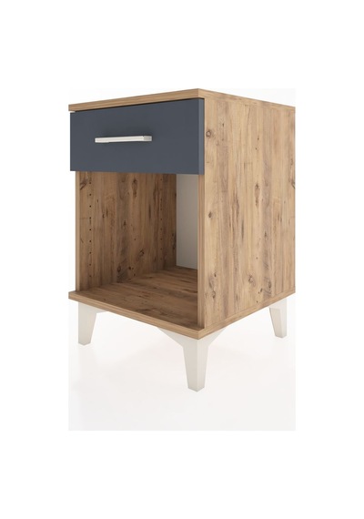Hyperion Komodin Tek Çekmeceli 44x44x64 Çam-antrasit Atlas Çam