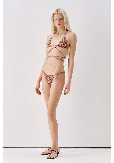 Sagaza Studio Ss6055 Çtır Çiçek Desenli Üçgen Bikini Set Cok Renklı