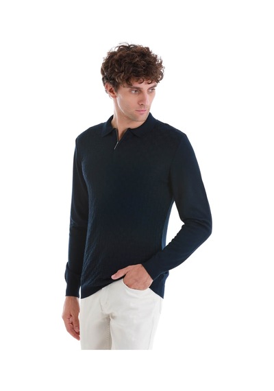 Hatemoğlu Lacivert Regular Fit Jakarlı Polo Yaka Yünlü Triko Kazak 34202023a003 005 Lacivert Hatemoğlu Lacivert Regular Fit Jakarlı Polo Yaka Yünlü Triko Kazak 34202023a003 005 Lacivert