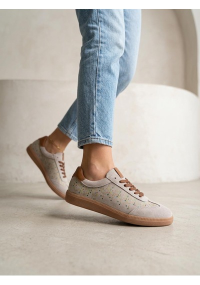 Venüs 2609922k Kadın Hakiki Deri Süet Desenli Sneaker Ayakkabı Taş