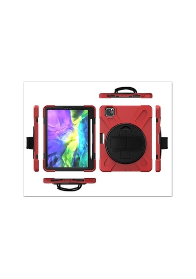 Apple iPad Uyumlu, Pro11 2021-2020-2018 Kılıf Shockproof 3 Katmanlı Standlı Zırh Kılıf Kalem Yerli- 5775