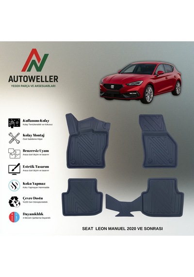 Seat Leon 2020 Sonrası Uyumlu Havuzlu Oto Paspas Tsi / E-hybrid