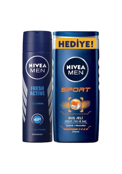 Nivea Deo Sprey Fresh Active For Men 150 Ml + Duş Jeli 250 Ml-1970
