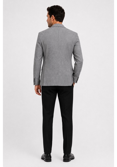 Bihan Store Erkek Cepli Astarsız Desenli Dokuma Blazer 06 Drop Ceket 1954-gri