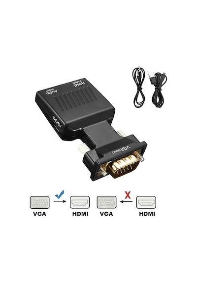 Lunatic 0145 Vga To Hdmi Çevirici Dönüştürücü Laptop Tv Monitör Adaptör Kablosu Vga Çıkışını Hdtv'ye Dönüştürmenizi Sağlar.