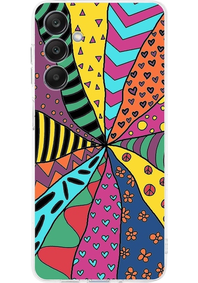 Samsung Galaxy A25 İle Uyumlu Retro Color 4 Kamera Korumalı Şeffaf Kılıf Şeffaf