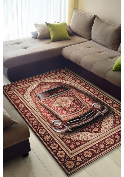 Mercedes 300sl Araba Desenli Halı Dijital Baskı Yıkanabilir Kaymaz Taban Leke Tutmaz Çok Renkli2
