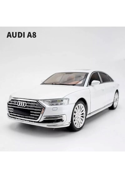 Scowetto Audi A8 Araba Audi A8 Long Quattro 1:24 Diecast Metal Model Araba Koleksiyon Araba Sesli Işıklı