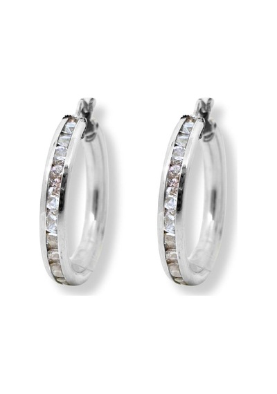 Oya Silver Sıra Taşlı Kadın Gümüş Halka Küpe 2.5x2.5cm