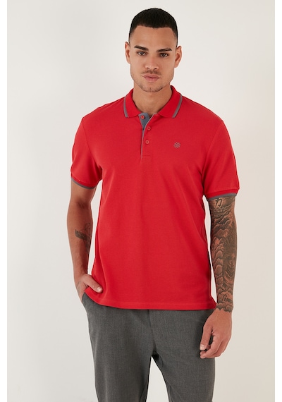 Buratti Pamuklu Slim Fit Şerit Detaylı Düğmeli Polo Yaka 4'Lü Paket Erkek T Shirt 5902118S4 Siyah-Kırmızı-Antrasit-Elma Yeşili-Beyaz