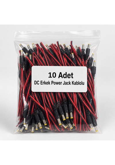 10 Adet Dc Erkek Power Jack Kablolu 5.5x2.1mm Cctv Güvenlik Kamera Adaptör Güç Bağlantı Kablosu