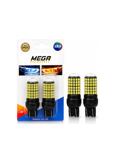 Mega Oto Market T20 Çift Duy 144 Led Beyaz Oto Ampul 2 Adet Stop, Fren Ve Sinyal Led Lambası